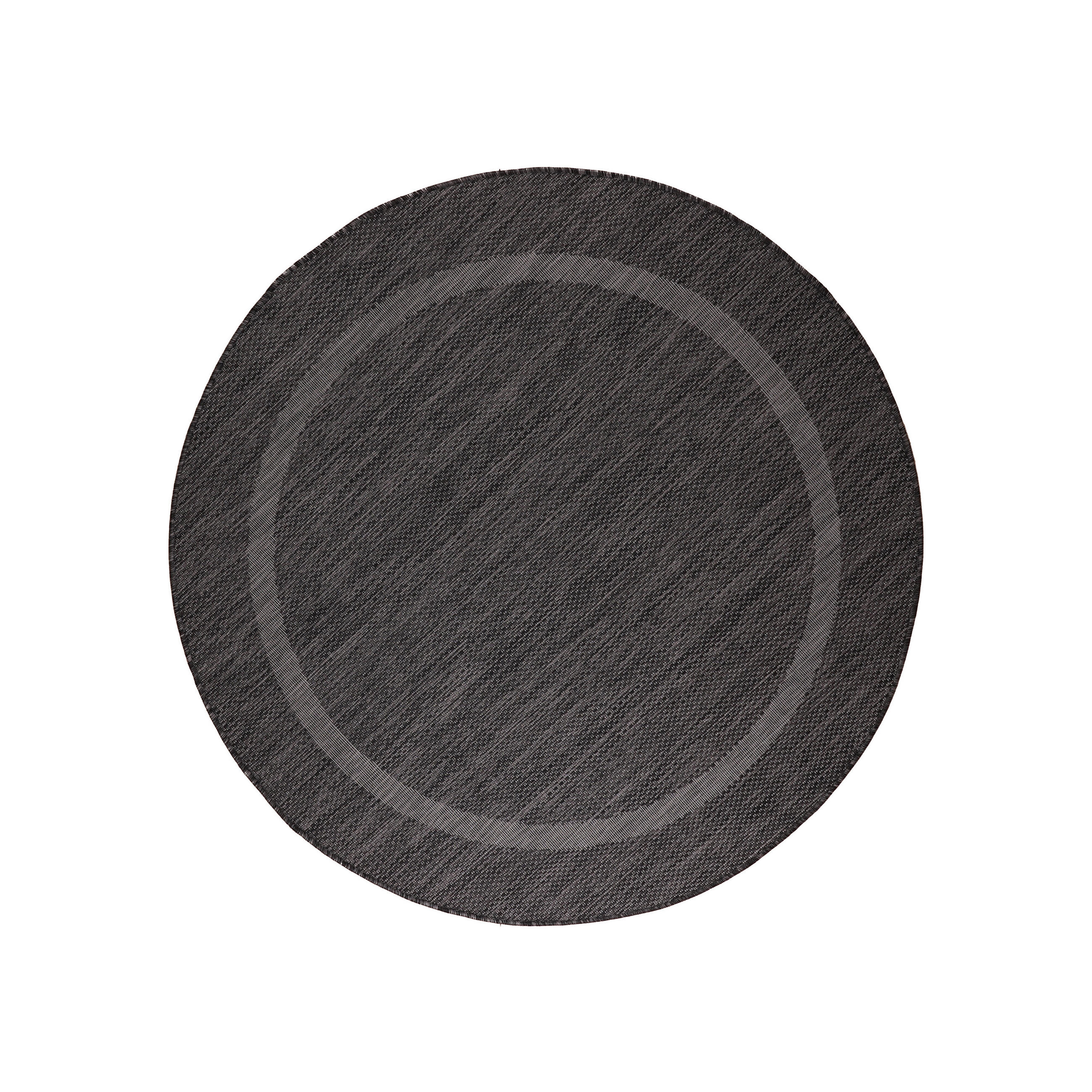 TEPPICH Outdoor Flachgewebe Uni-Design Polypropylen Balkon Schwarz Rund 200x200 - Schwarz, Textil (200/200cm) - KADIMA DESIGN