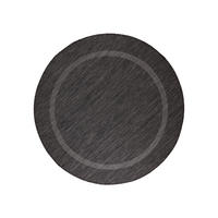 TEPPICH Outdoor Flachgewebe Uni-Design Polypropylen Balkon Schwarz Rund 120x120 - Schwarz, Textil (120/120cm) - KADIMA DESIGN