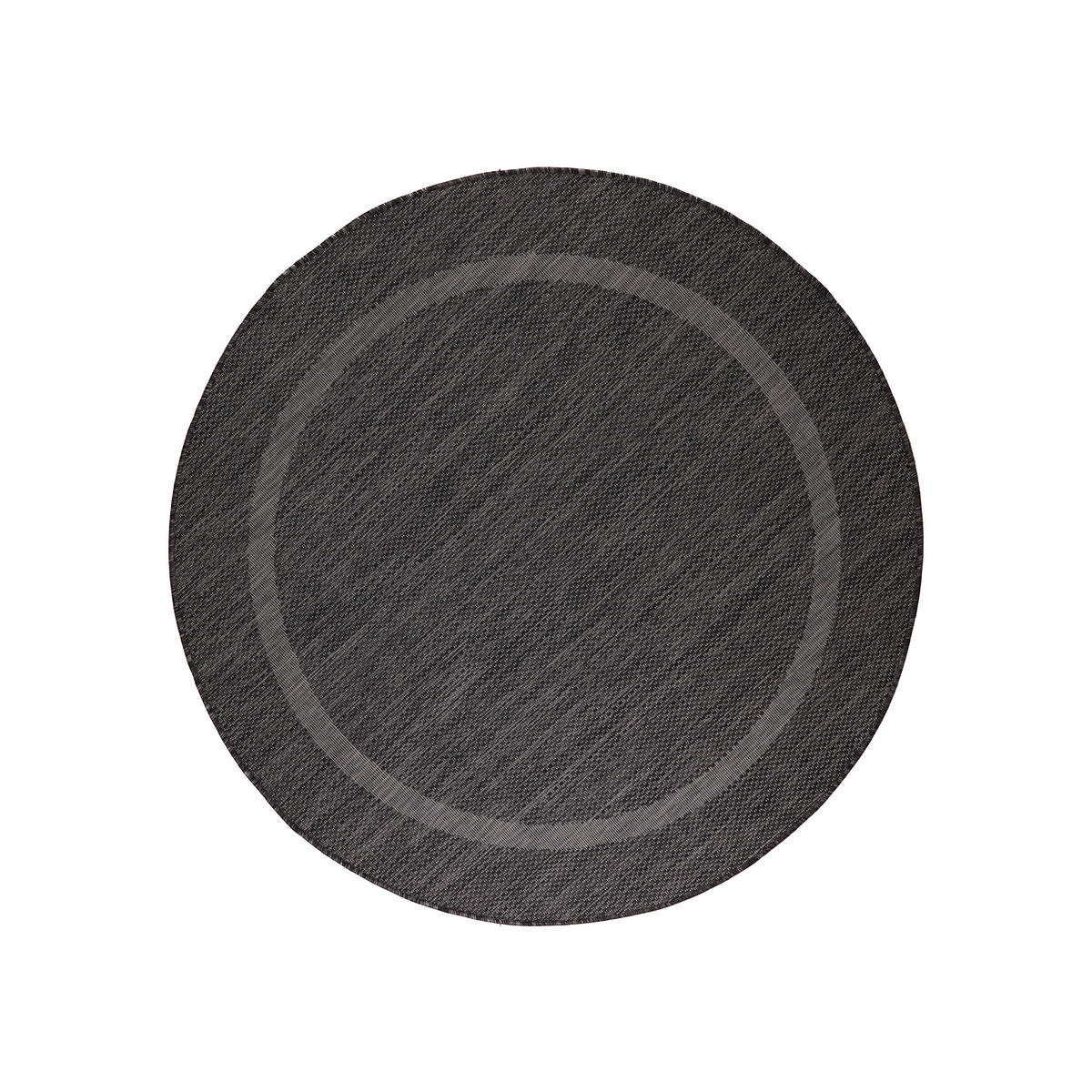 TEPPICH Outdoor Flachgewebe Uni-Design Polypropylen Balkon Schwarz Rund 120x120 - Schwarz, Textil (120/120cm) - KADIMA DESIGN