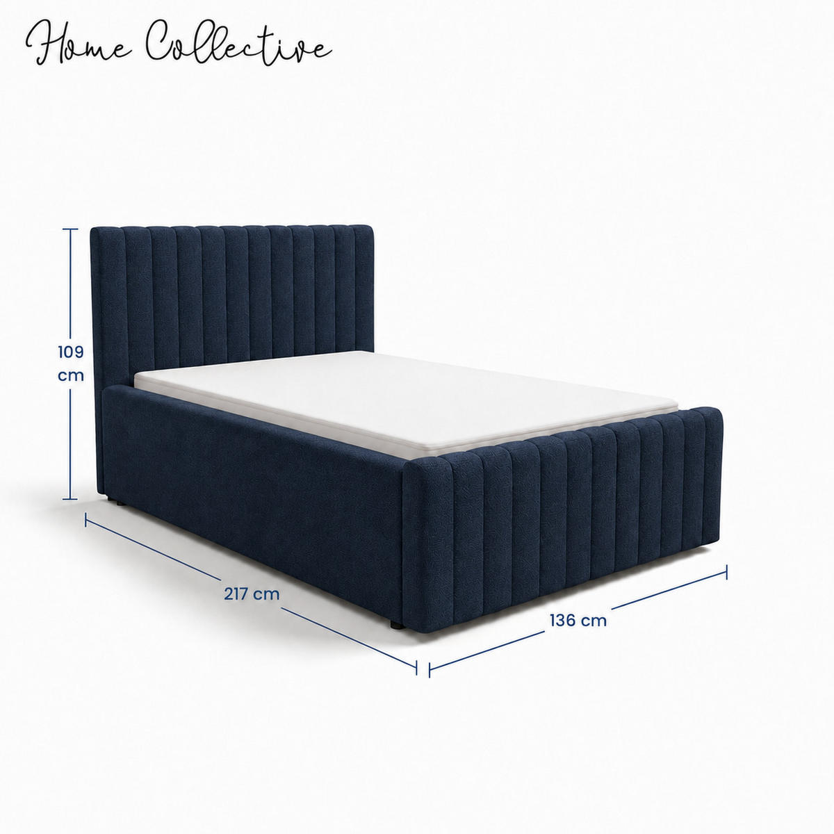 POLSTERBETT 120x200 cm in Marineblau - Dunkelblau, Textil (120/200cm) - Home Collective