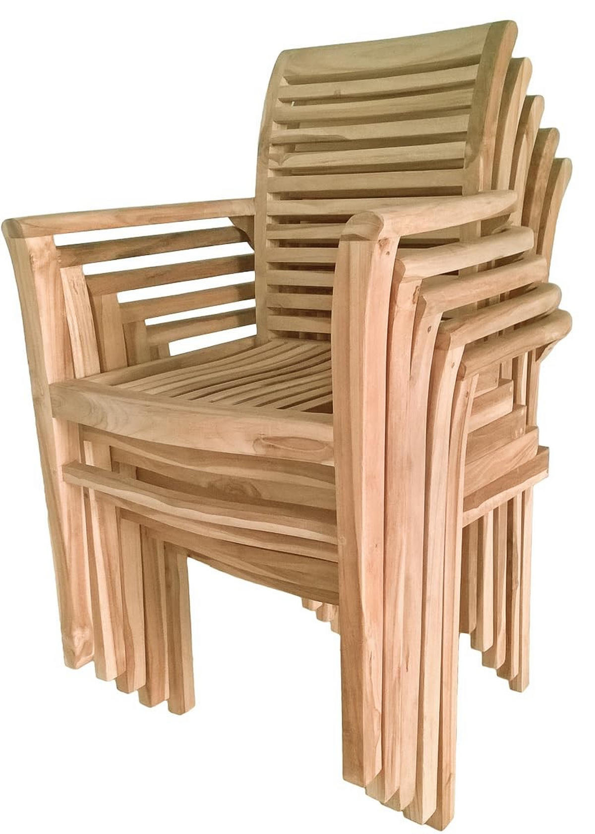 GARTENSTUHL 2er Set Meike mit Armlehnen Stapelstuhl - Braun, Holz (64/95/54cm) - DELUKE