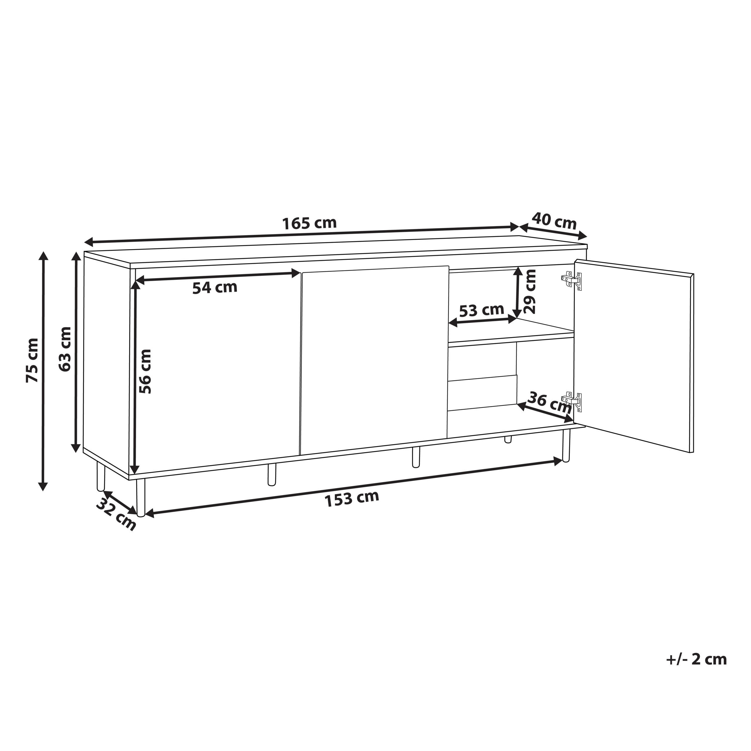 Thumbnail - Beliani Sideboard, Hellbraun, Schwarz, Holzwerkstoff, 165x75x40 cm, Wohnzimmer, Kommoden & Sideboards, Sideboards