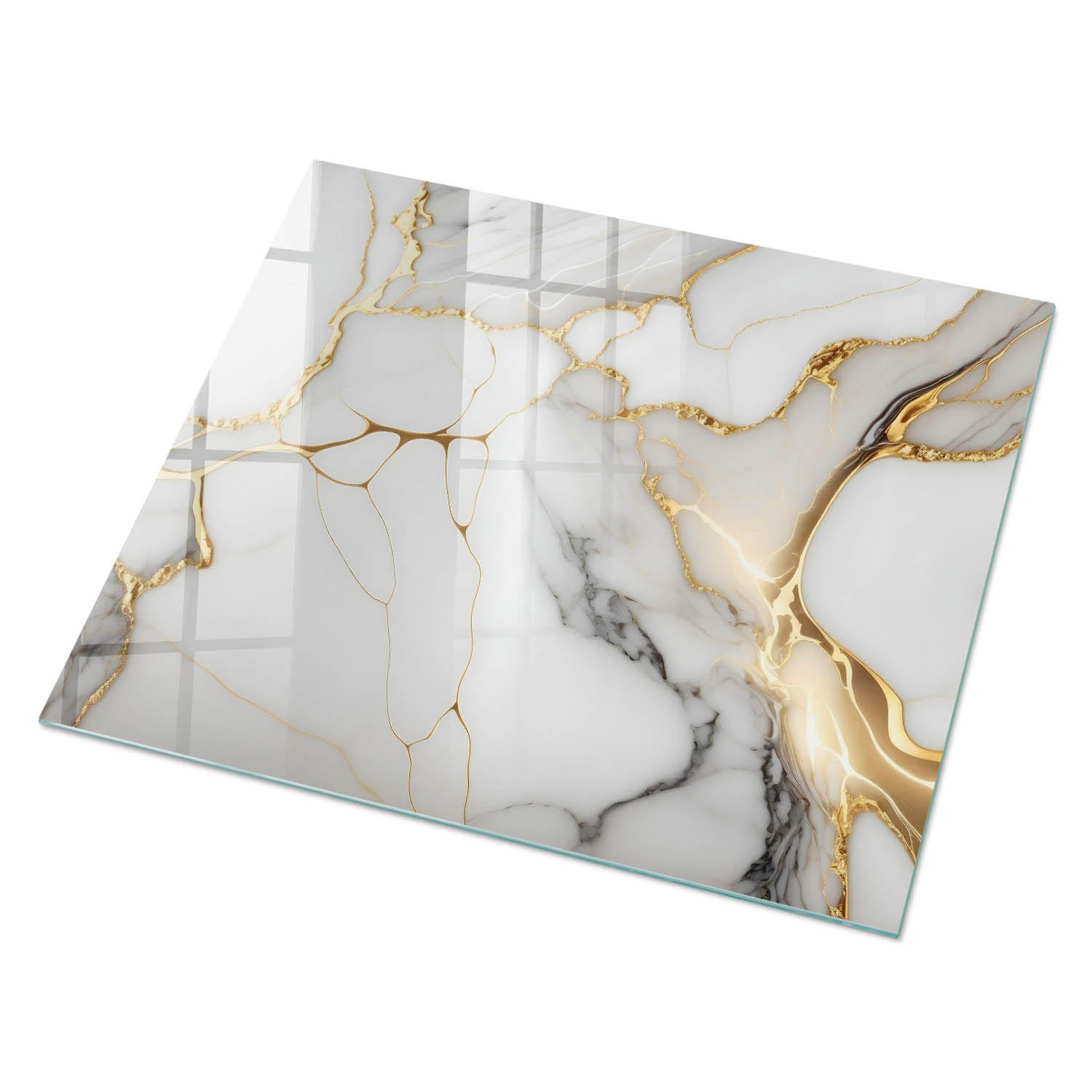 GLASPLATTE 80x60 cm – Abstrakter Marmor - Creme, Glas (0.4/80/60cm) - ArtPrintCave