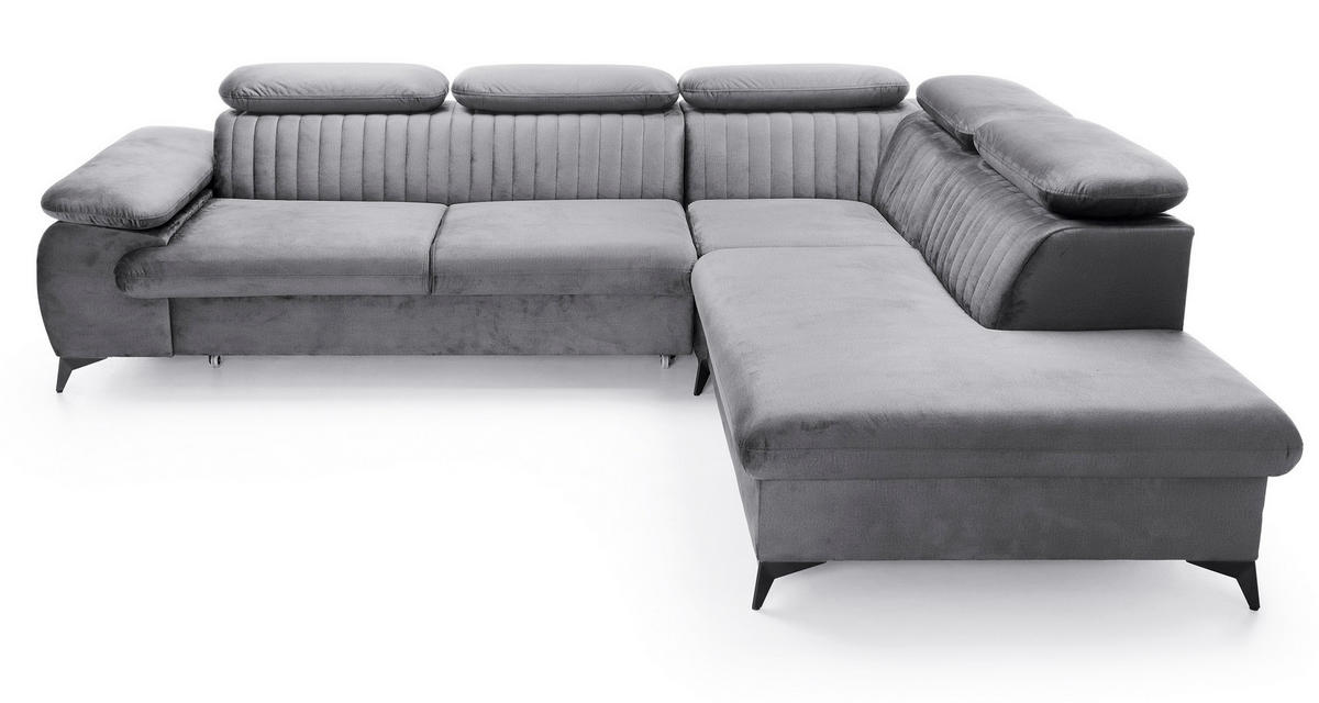 ECKSOFA 275 cm mit verstellbaren Kopfstützen Xanto L, Rechts, Grau - Grau, Holz (221/275cm) - Emporius