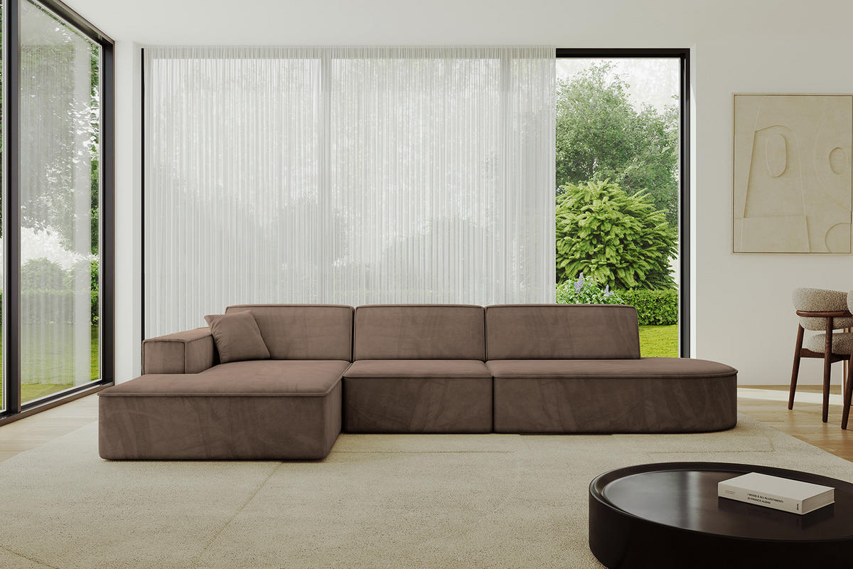 ECKSOFA Ottomane Links IREA-L2-v4 - 328x171x79 cm Braun - Braun, Holzwerkstoff/Textil (328/171cm) - ALTDECOR