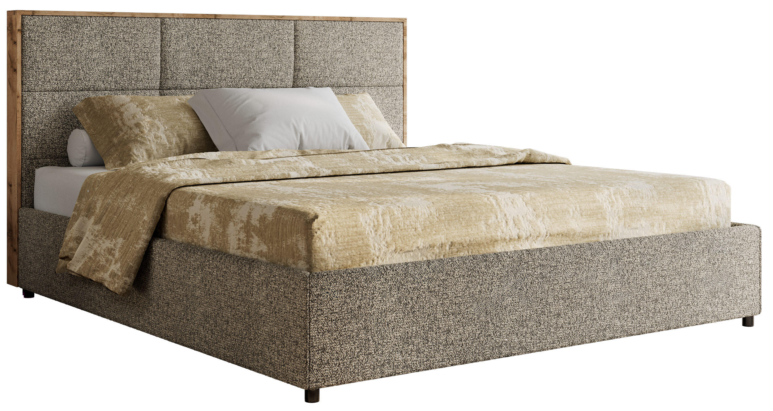 POLSTERBETT LERIO CLASSIC 160/200 - Grau Strukture - Schaum-Matratze - Grau, Textil (160/200cm) - MKS