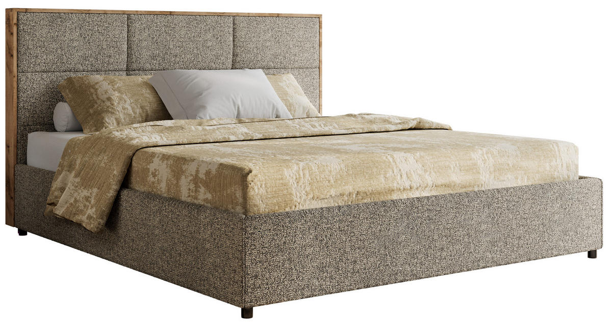 POLSTERBETT LERIO CLASSIC 160/200 - Grau Strukture - Schaum-Matratze - Grau, Textil (160/200cm) - MKS