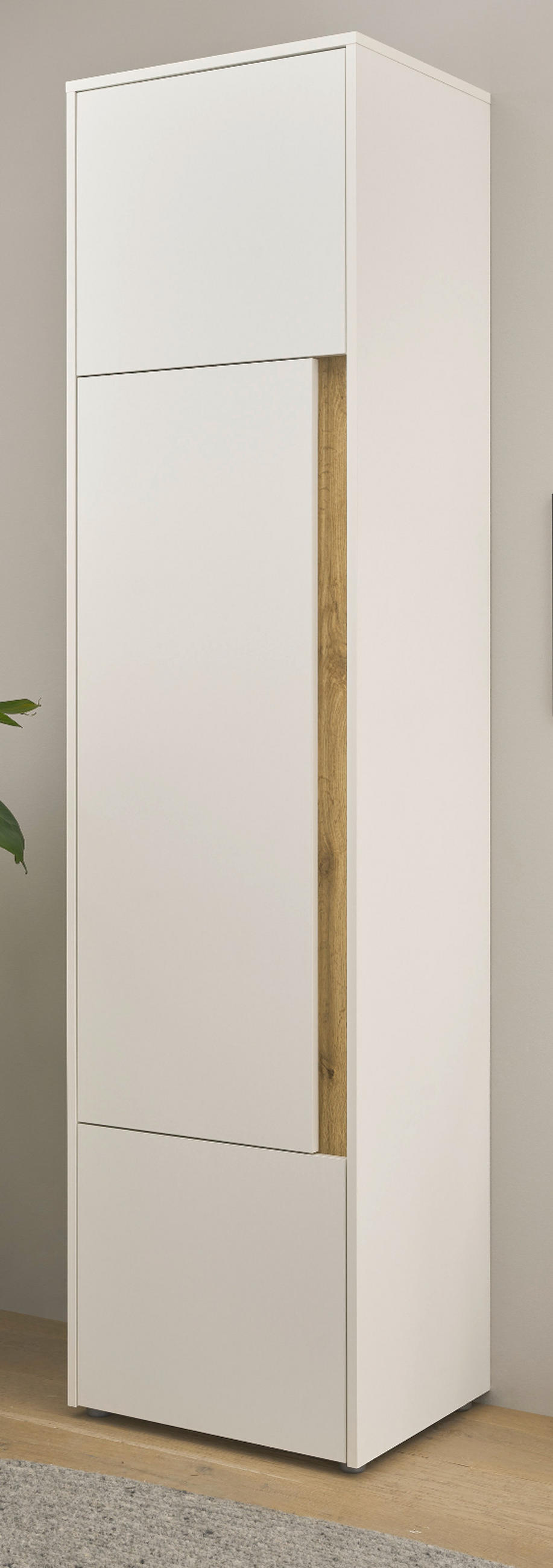 AKTENSCHRANK Weiß matt, Eiche Wotan 50 x 200 cm, Büroschrank mit viel Stauraum und 5 OH - Eichefarben/Silberfarben, Holzwerkstoff/Kunststoff (50/200/40cm) - Furn.Design