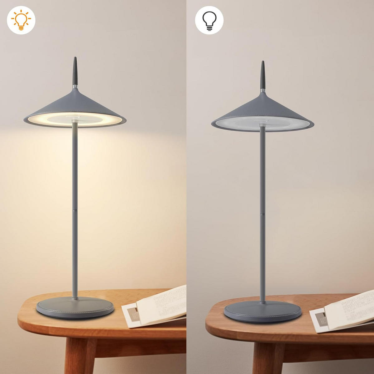 TISCHLEUCHTE Funkelich 15.4/11.5/37.6 cm（2er-set） - Dunkelgrau, Kunststoff/Metall (15.4/11.5/37.6cm) - ZMH