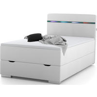 BOXBETT Monza weiß 120/200 cm LED Kunstleder - Weiß, Textil (120/200cm) - wonello