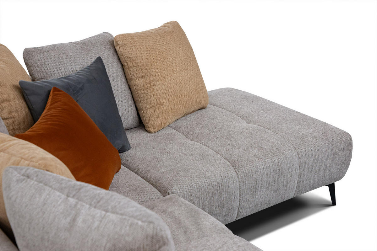 ECKSOFA EVENTO 5-Sitzer, platinfarben - Schwarz/Grau, Holzwerkstoff/Textil (266/206cm) - Courtois Laville