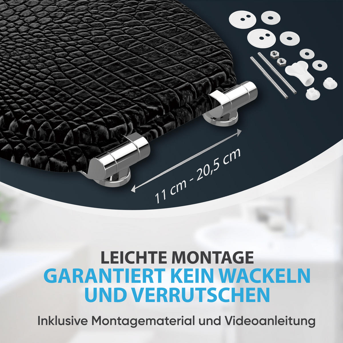 WC Sitz mit Absenkautomatik Leder - Schwarz, Holzwerkstoff (38/6/47cm) - Sanilo