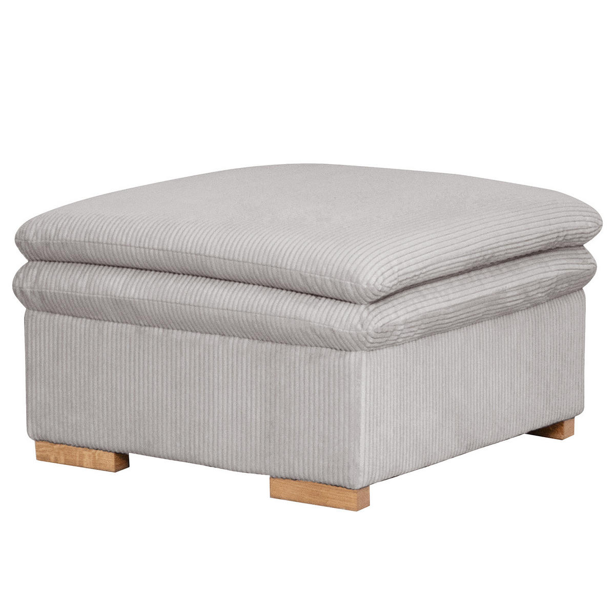 POLSTERHOCKER - Eichefarben/Hellgrau, Eichenholz/Textil (80/45/80cm) - home24