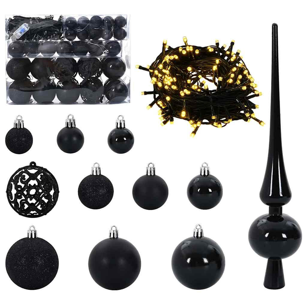 WEIHNACHTSKUGELSET 61 -teilig Schwarz Kunststoff - Schwarz, Kunststoff (6/6/6cm) - vidaXL