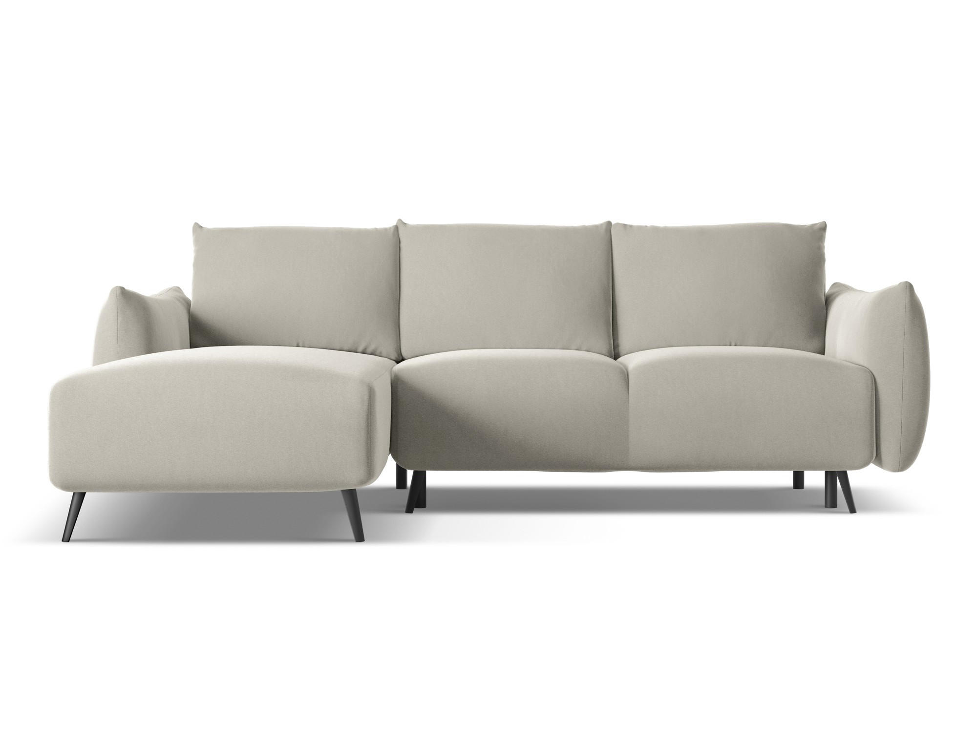 ECKSOFA mit Schlaffunktion Samt Stoff Creme - Perlmutt/Creme, Textil/Metall (162/242cm) - Makamii