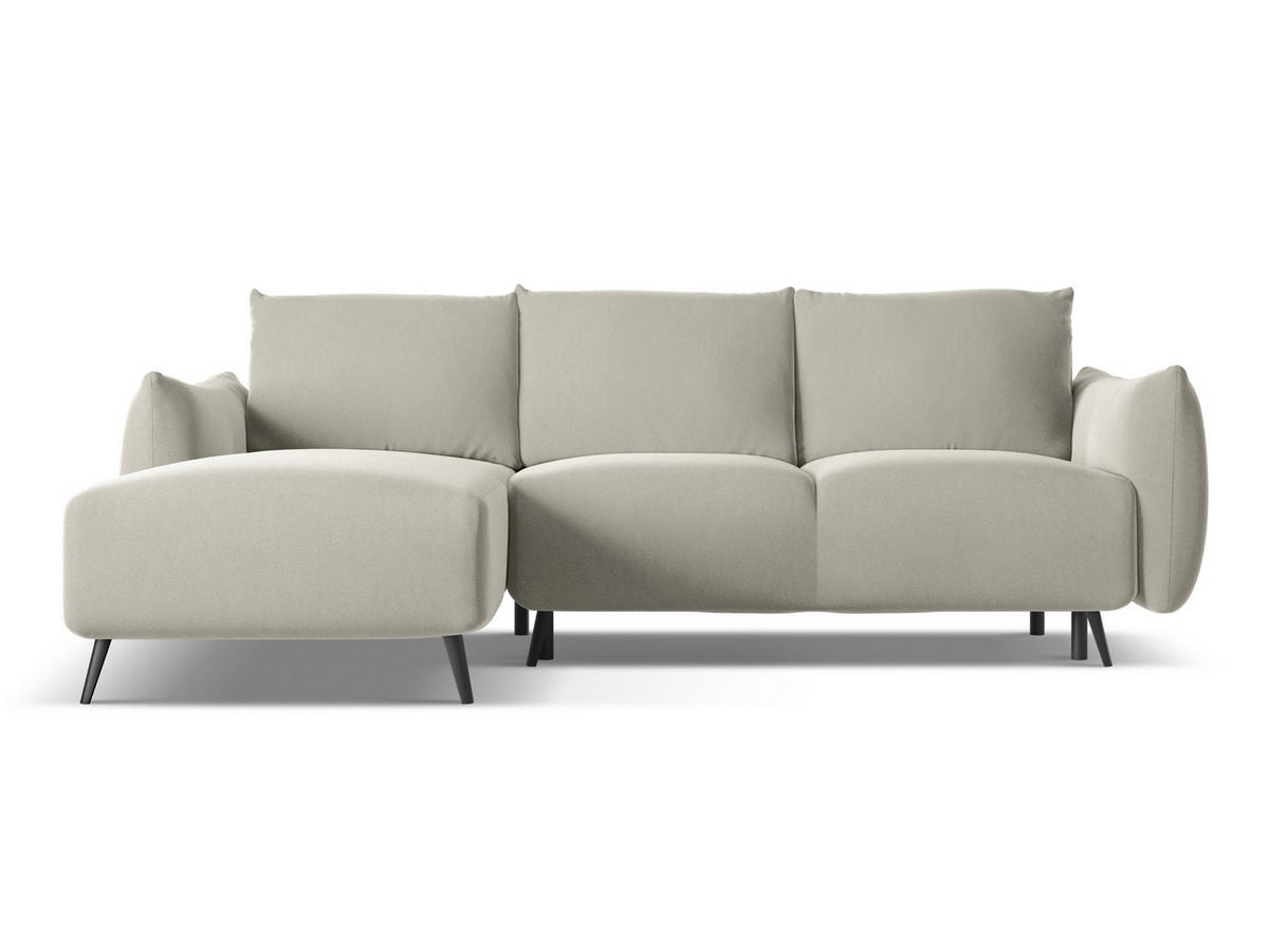 ECKSOFA mit Schlaffunktion Samt Stoff Creme - Perlmutt/Creme, Textil/Metall (162/242cm) - Makamii