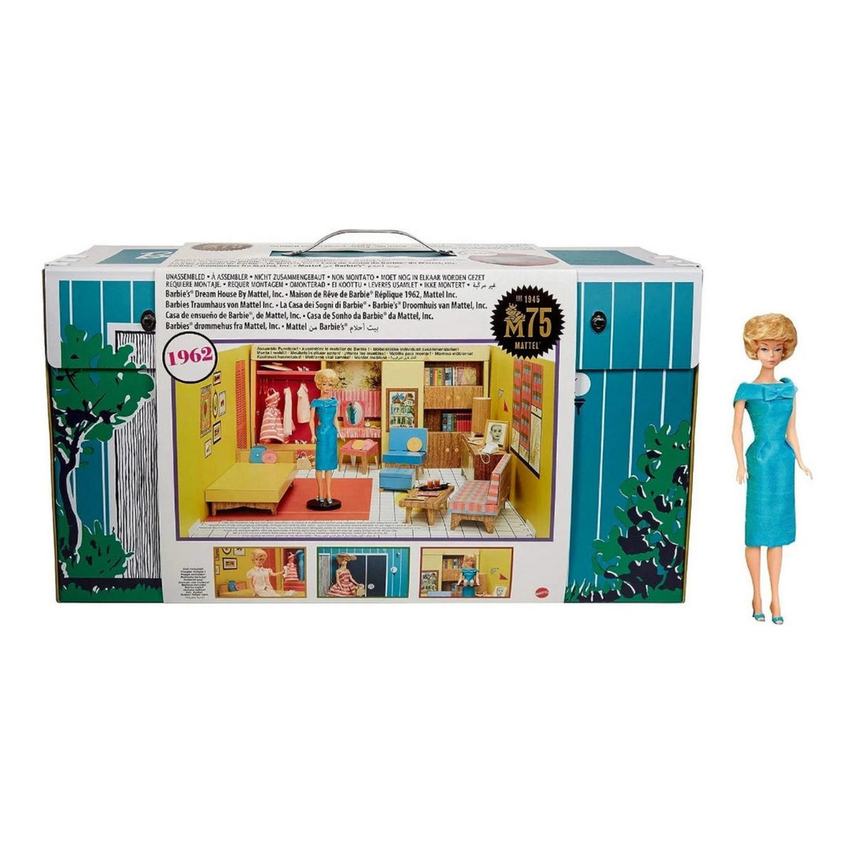 PUPPENHAUS Retro Villa Barbie Haus 1962 Möbelset - Gelb, Holz - Barbie