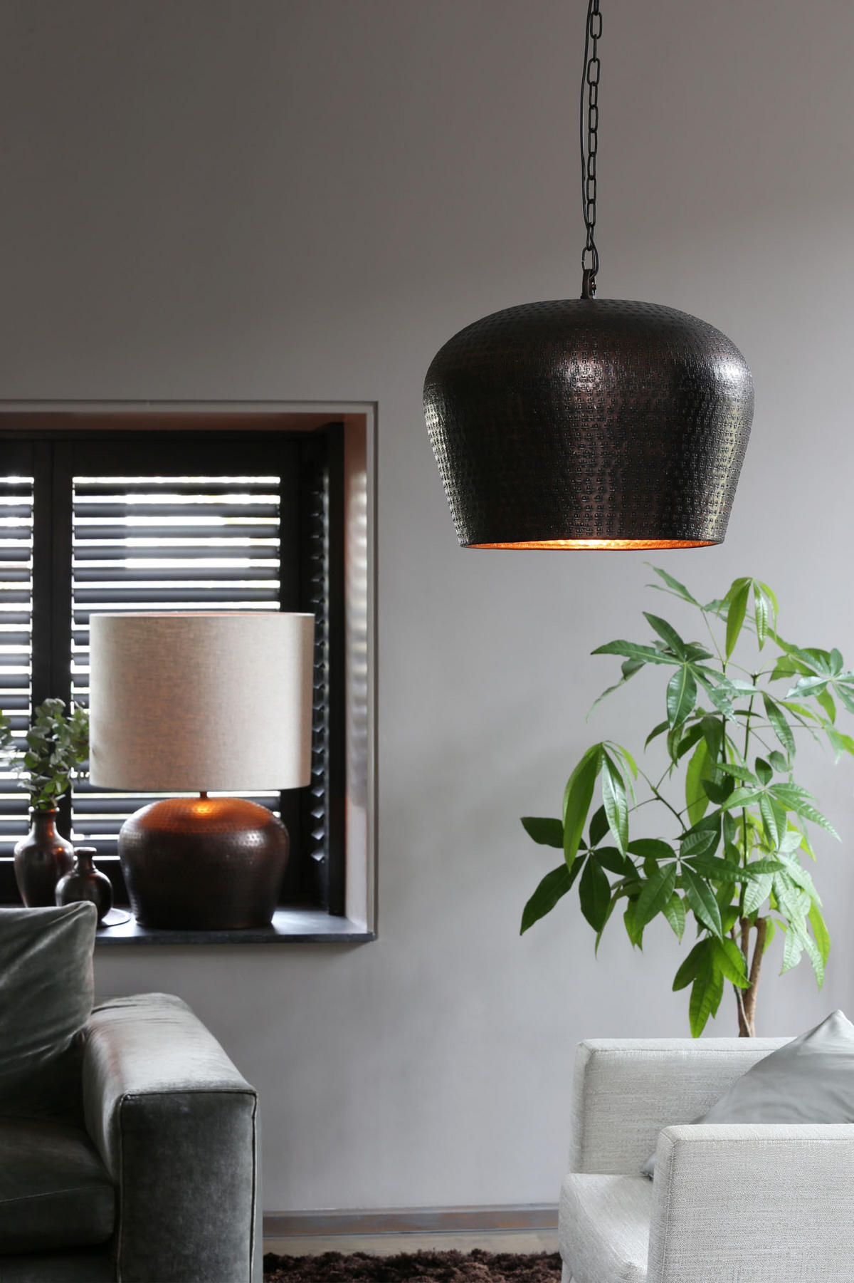 LAMPENSCHIRM Livigno Braun Ø50/38 cm - Braun, Textil (50/50/38cm) - Light & Living