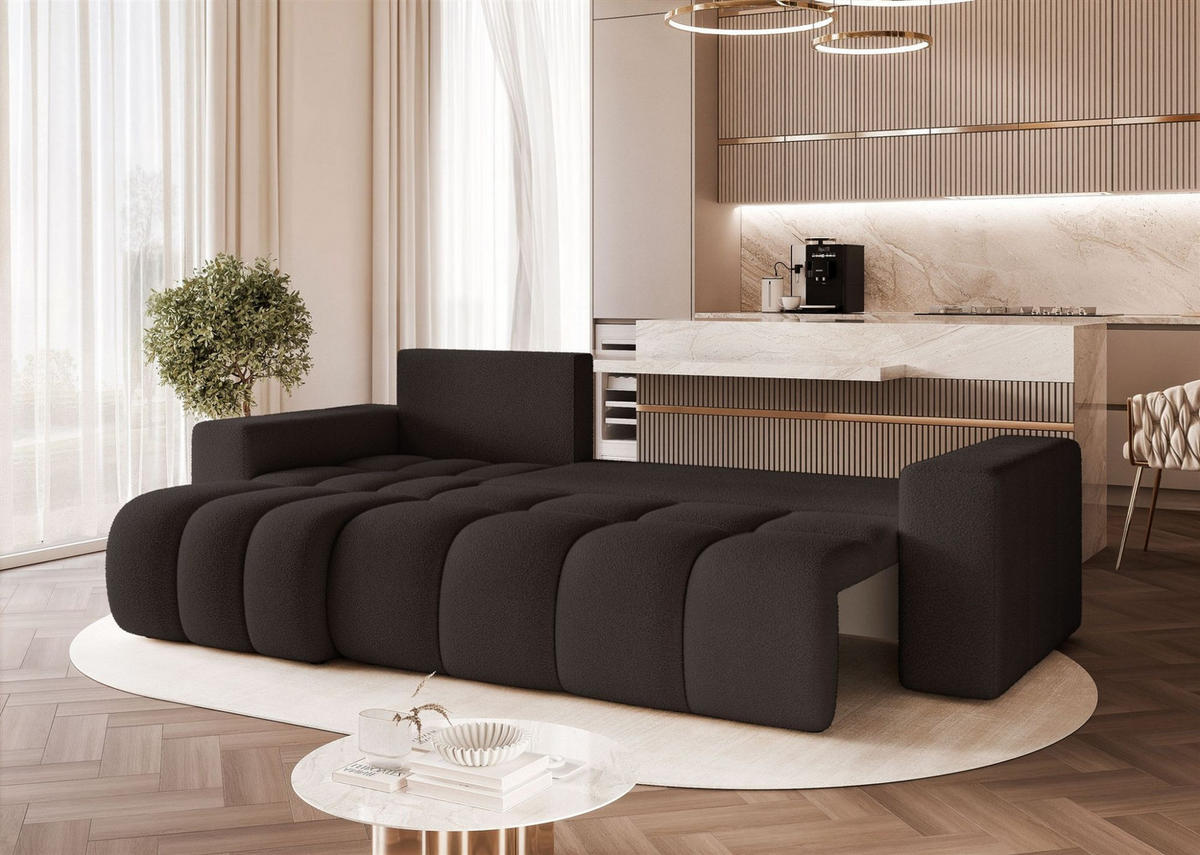 ECKSOFA Anabel Mit Schlaffunktion - Schwarz, Holzwerkstoff/Textil (248/145cm) - Fun Möbel