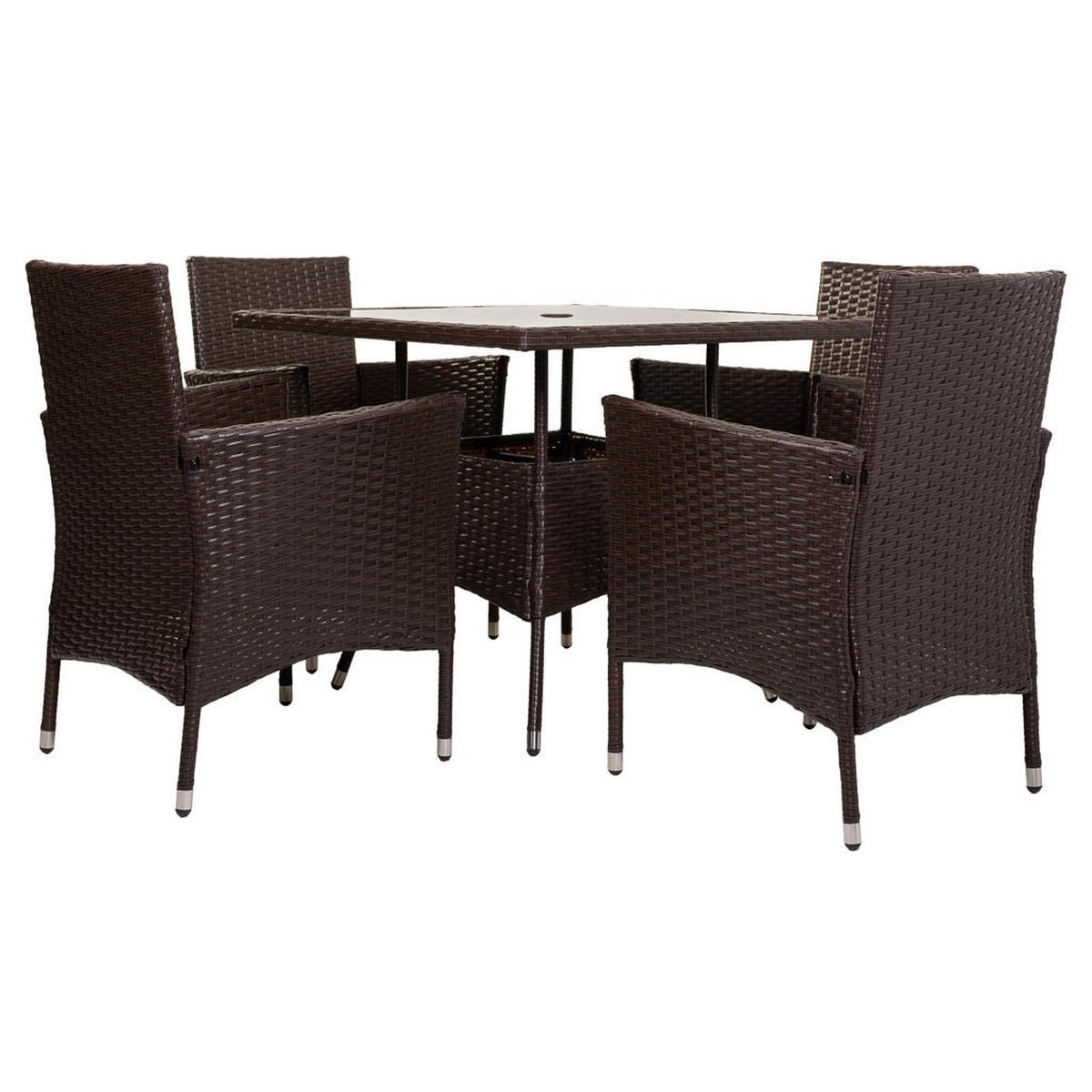 GARTEN-ESSGRUPPE, 5er-Set, dunkelgrau - Braun, Naturmaterialien - Wanderlust