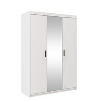 DREHTÜRENSCHRANK ELENORA 133/190,5/53cm 3-türig mit Spiegel Weiß - Weiß, Holzwerkstoff (133/190.5/53cm) - MASSENO