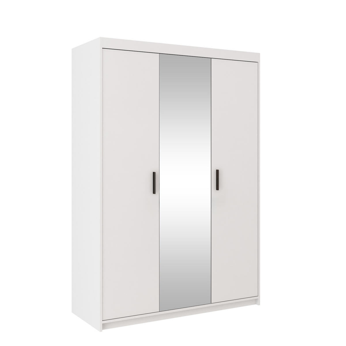 DREHTÜRENSCHRANK ELENORA 133/190,5/53cm 3-türig mit Spiegel Weiß - Weiß, Holzwerkstoff (133/190.5/53cm) - MASSENO