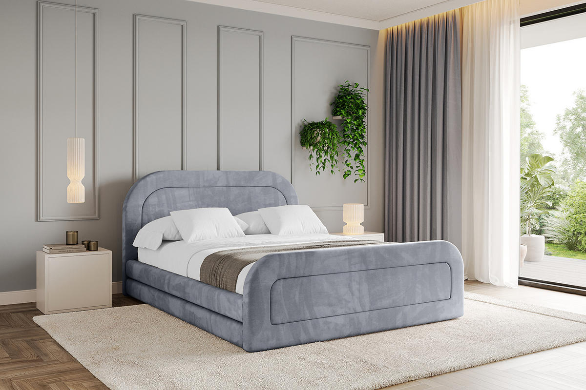 POLSTERBETT mit Bettkasten, Fußteil und Lattenrost, Boxbett mit Matratze H3/H4 - LERIS-Z 180x200 Grau - Grau, Holzwerkstoff/Textil (180/200cm) - ALTDECOR