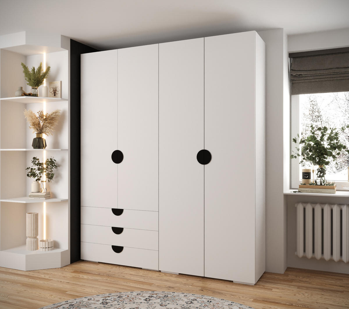 GARDEROBEN-SET 236,7/200/47 - Schwarz/Weiß, Holz/Kunststoff (200/236.7/47cm) - Abiks Möbel