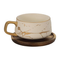 KAFFEETASSE Marmor Design 200 ml mit Untersetzer - Weiß, Keramik (13/6.3/13cm) - Intirilife