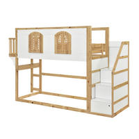 HOCHBETT 90/200 cm DE-32726 mit Treppenschrank und Spielfläche Weiß+Natur - Naturfarben, Holz (90/200cm) - ComfortXL