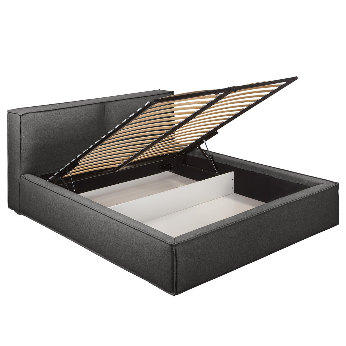 POLSTERBETT - Anthrazit, Textil (200/200cm) - home24