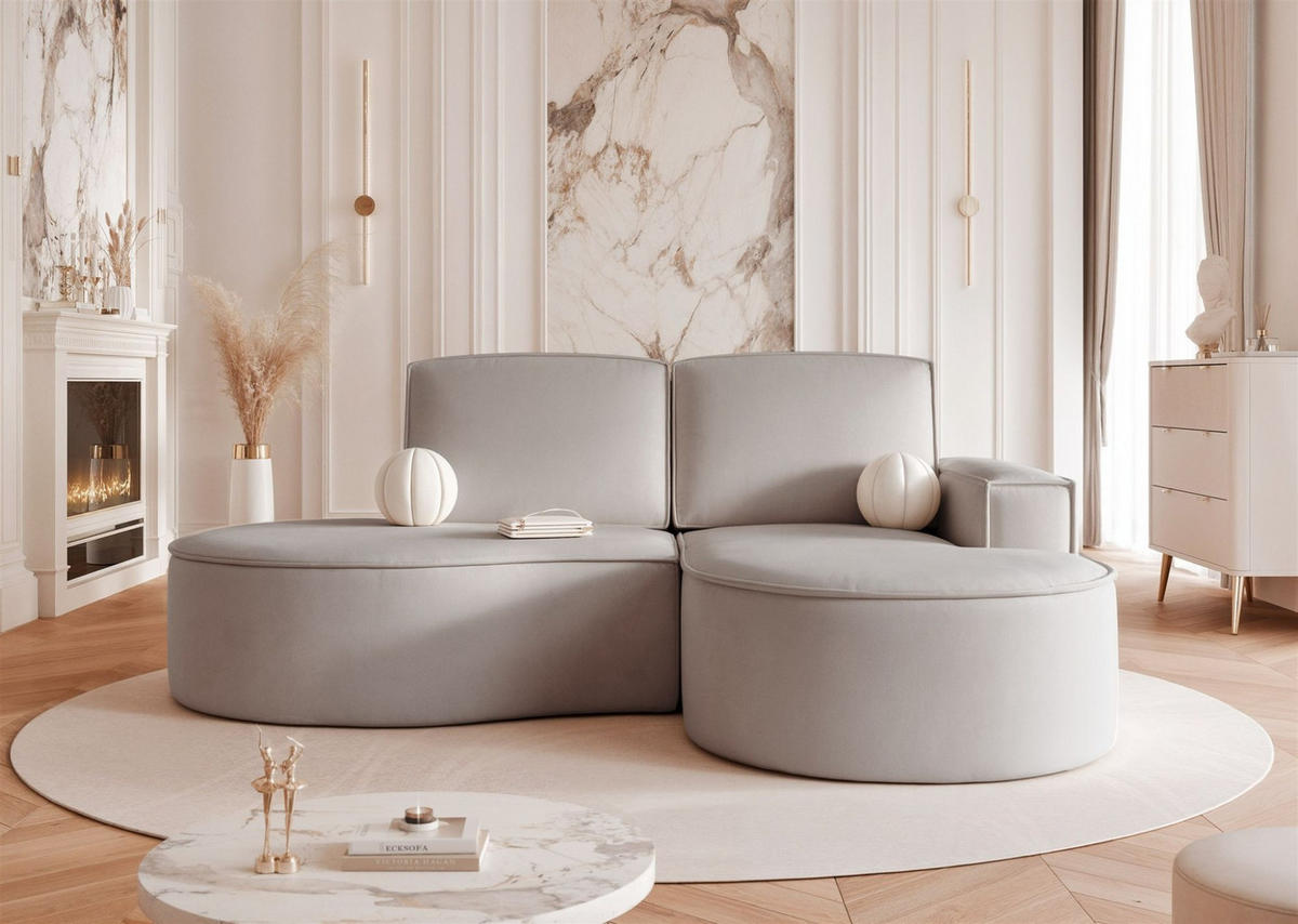 ECKSOFA Arlet In Stoff Riviera - Hellgrau, Holzwerkstoff/Textil (156/277cm) - Fun Möbel