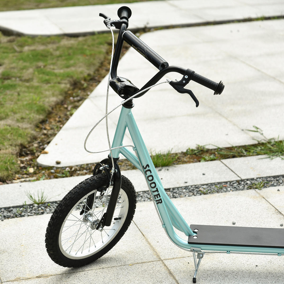 TRETROLLER Scooter Cityroller Kinder Luftreifen Roller verstellbar Alu Hellblau - Blau, Metall (139/58/96cm) - HOMCOM