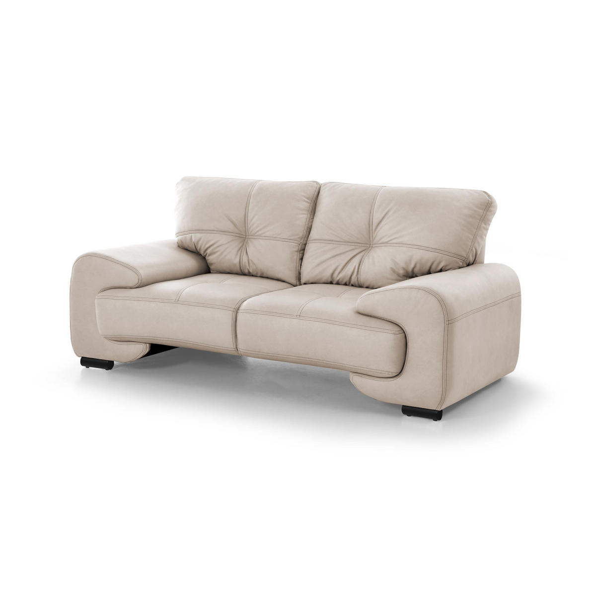 SITZGARNITUR Omega, zwei Sofas und Sessel, aus Kunstleder, Beige - Beige/Schwarz, Leder (225/88/98cm) - Beautysofa