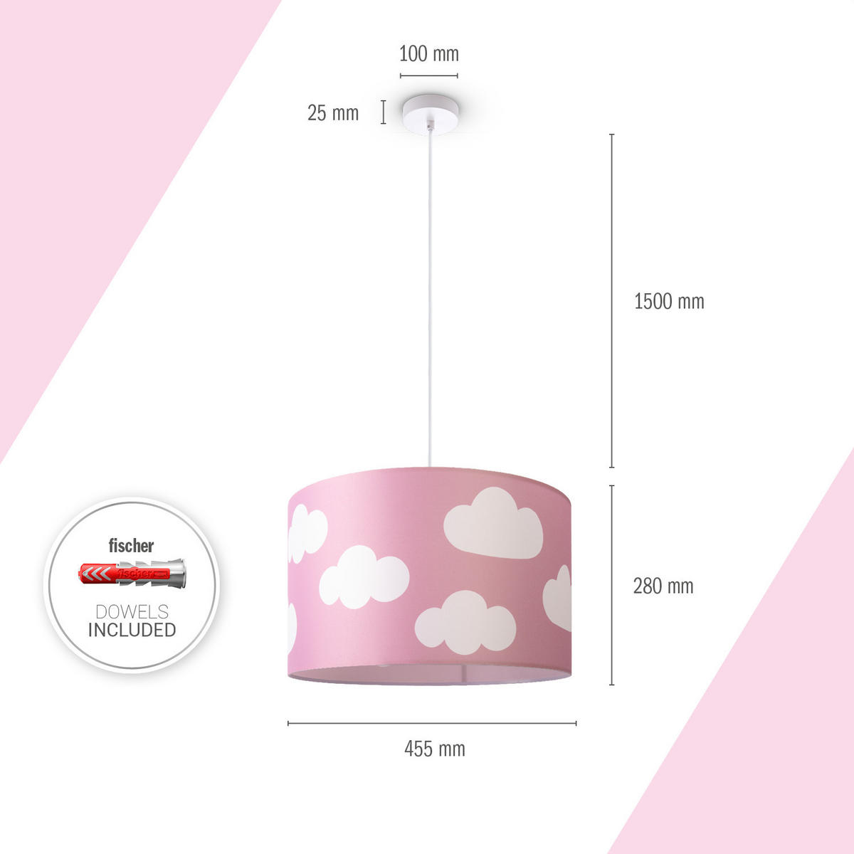 PENDELLEUCHTE Hugo Pd1 Cos 342 - Rosa, Metall (45.5/45.5/27cm) - Paco Home