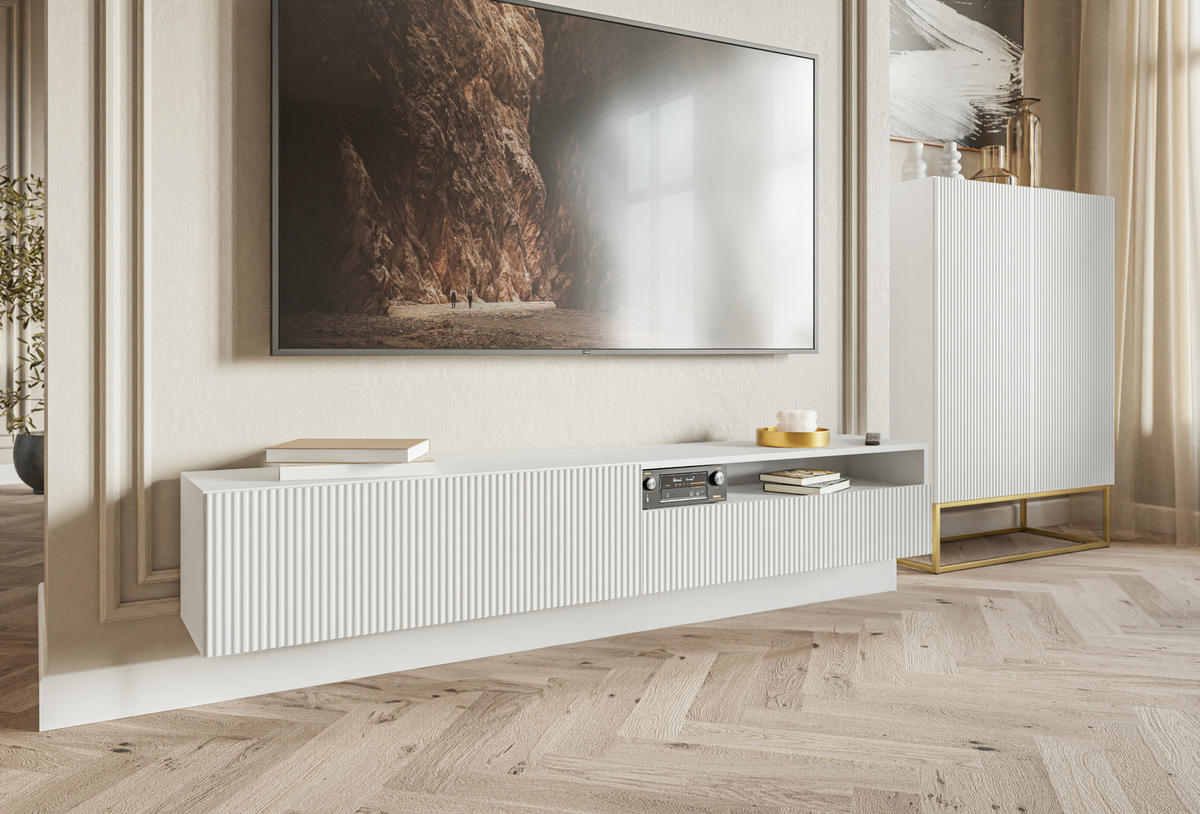 TV-HÄNGEBOARD Veldio Weiß mit offenem Fach 175 cm - Weiß, Holzwerkstoff (175/28.5/31.6cm) - Selsey