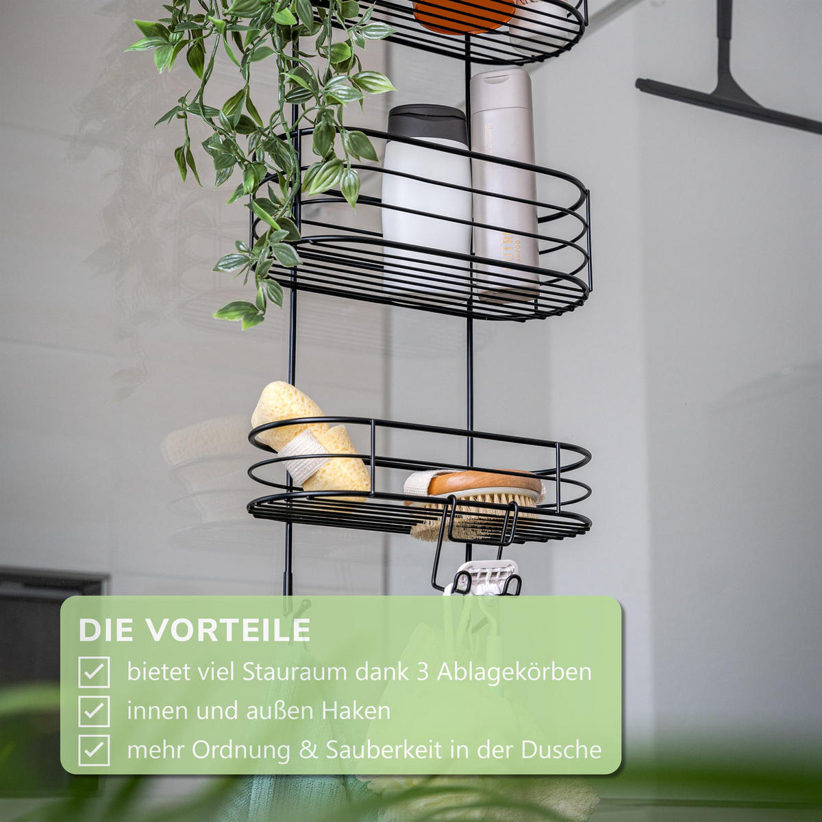 DUSCHREGAL, schwarz, Stahl - Schwarz, Metall (28.5/75.5/18cm) - bremermann