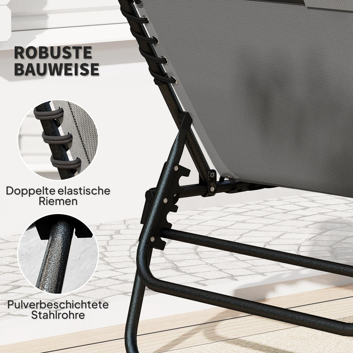 SONNENLIEGE klappbar - Dunkelgrau, Kunststoff (68/36/189cm) - Outsunny