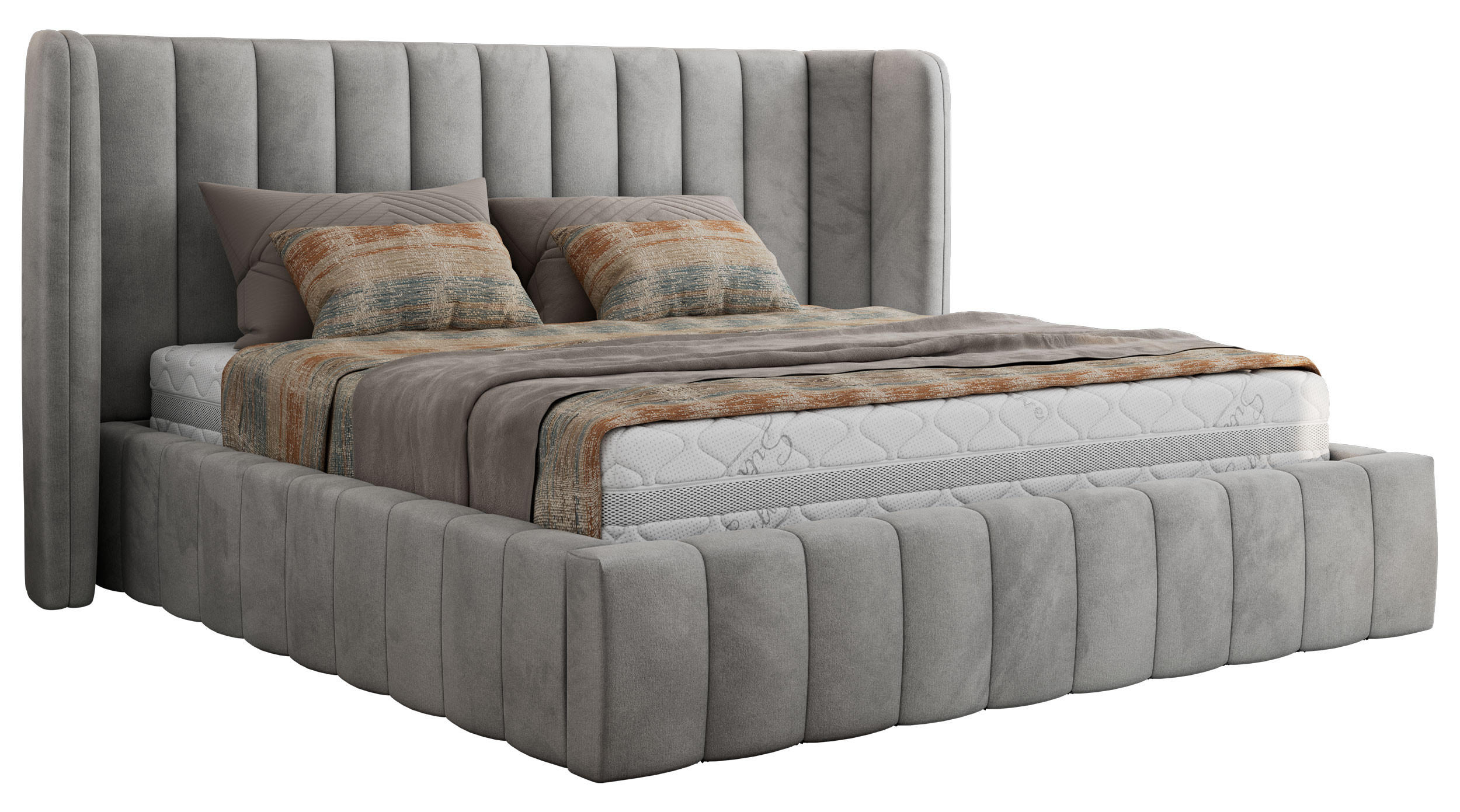 POLSTERBETT GOLETTA CLASSIC 180/200 - Hellgrau Velvet - Schaum-Matratze - Hellgrau, Textil (180/200cm) - MKS