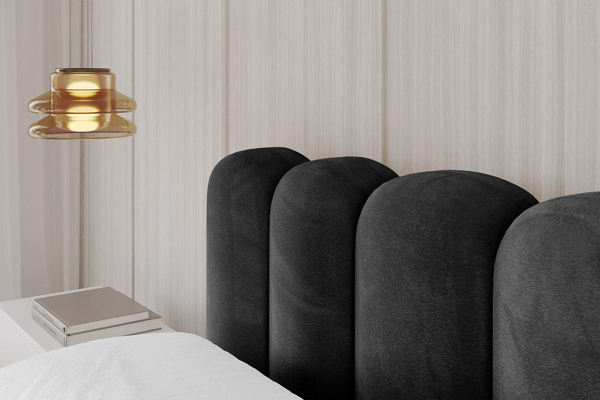 POLSTERBETT mit Bettkasten und Lattenrost, Boxbett ohne Matratze - SENA-v1 120x200 Schwarz - Schwarz, Holzwerkstoff/Textil (120/200cm) - ALTDECOR