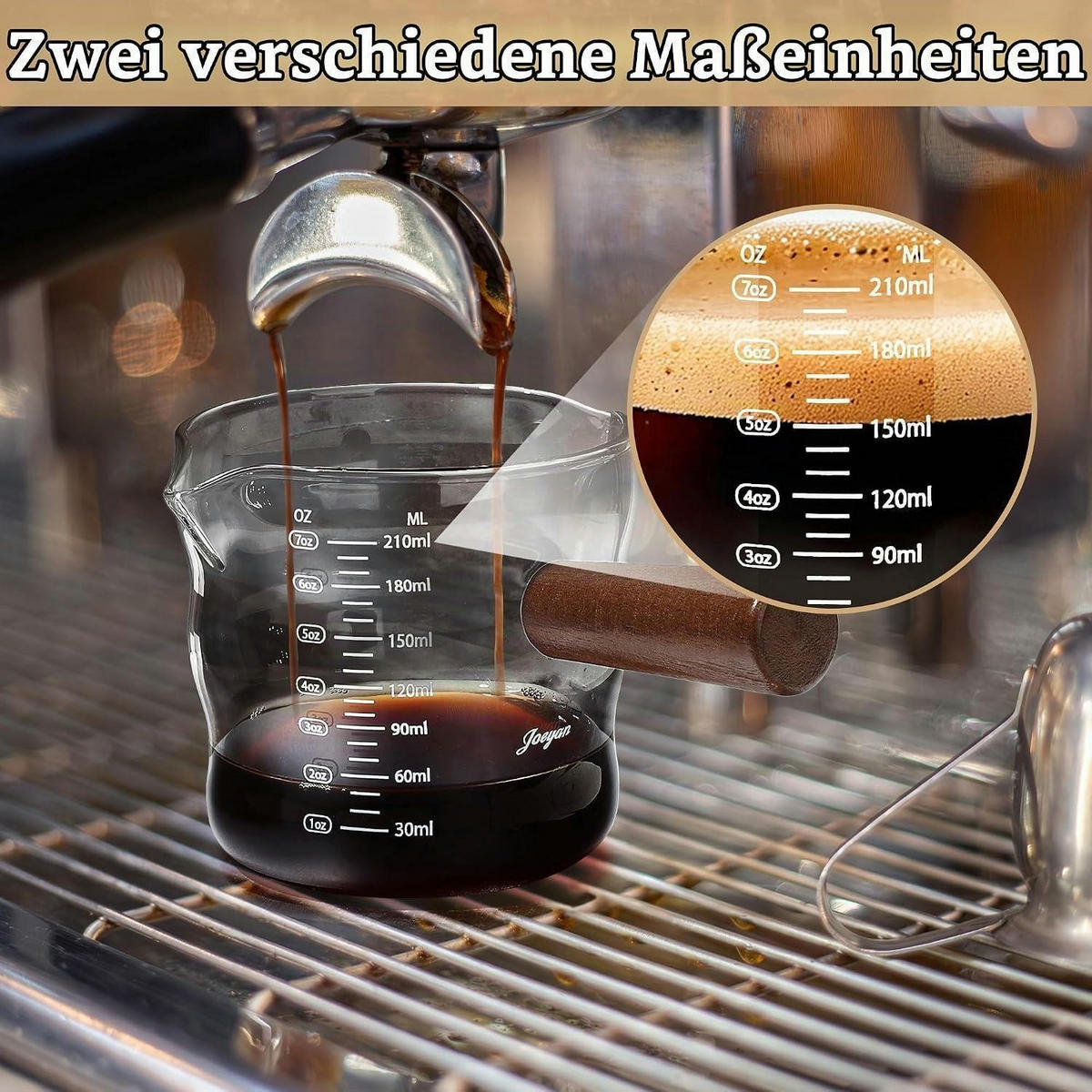 MESSBECHER Glas mit Holzgriff 210 ml - Transparent, Glas (0.21L)