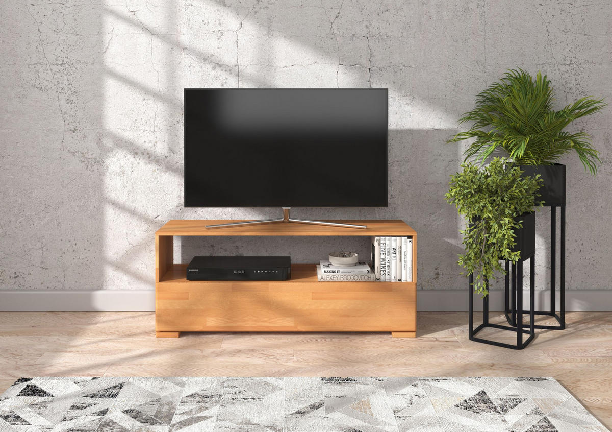 MASSIVHOLZ-TV-SCHRANK Sandema, Buche - lackiert, Naturfarben - Buchefarben, Holz/Buchenholz (120/51.5/44.8cm) - Visby