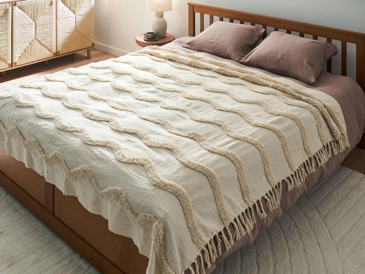 PŘIKRÝVKA Bavlna 200/200 cm Světle béžová Khari - béžová, textil (200/200cm) - Beliani