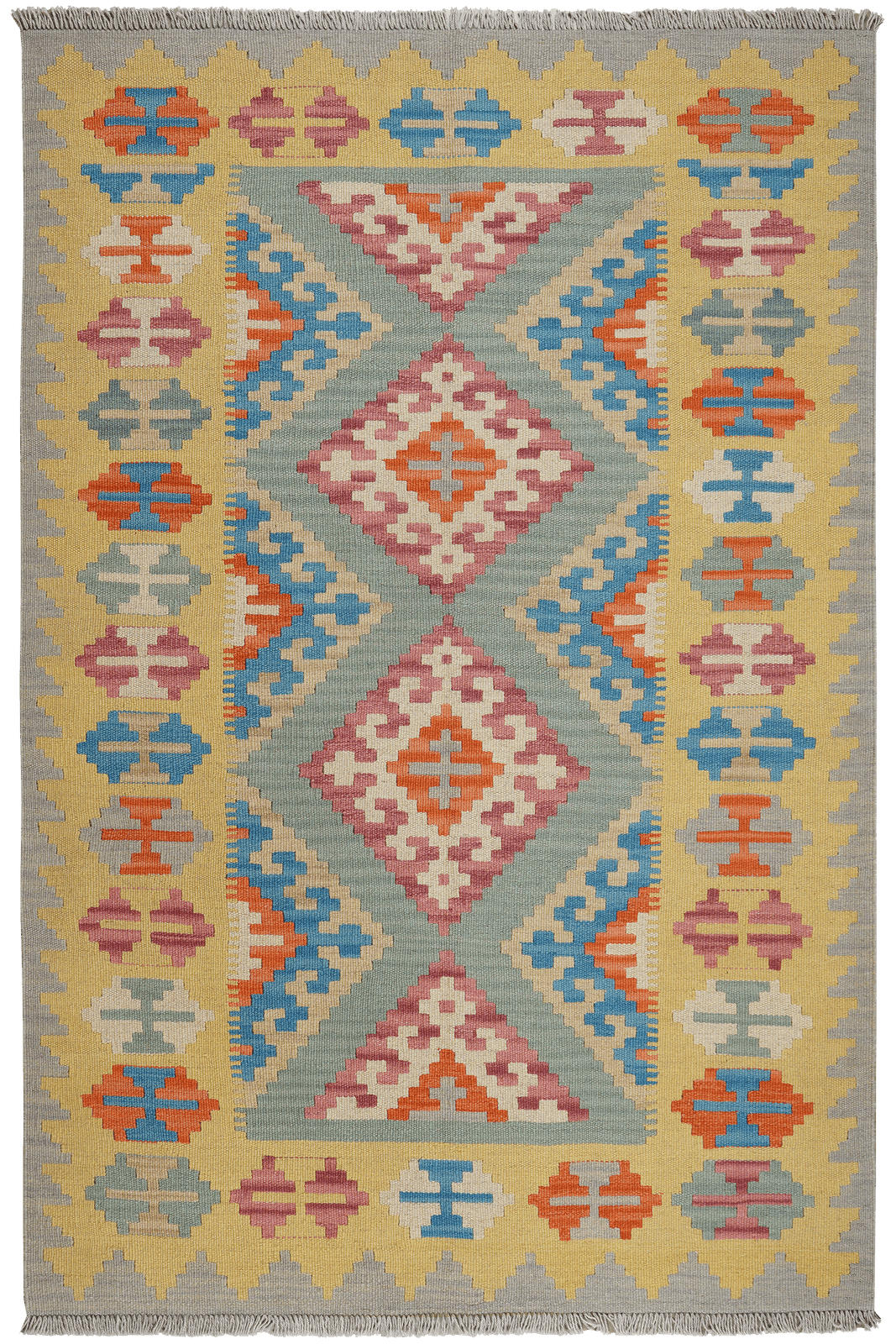KELIM-TEPPICH handgewebt Gashgai Grün 185/123 cm Schurwolle - Grün, Textil (123/185cm) - Looma