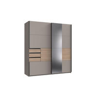 KLEIDERSCHRANK Bremen in Saharagrau mit Absetzungen in Multiplex 180 x 198 x 65 cm (B/H/T) – Schwebetürenschrank mit Spiegel - Grau, Holzwerkstoff (120/200/80cm)