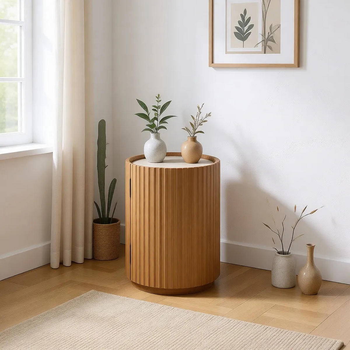 NACHTTISCH Franz 2er Set, Eiche - Beige, Holz (42/55/42cm) - WOODEK