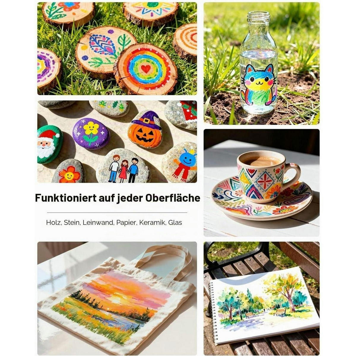 ACRYLSTIFTE 36er Set Doppelspitze Wasserfest - Multicolor, Kunststoff (10/8/15cm)