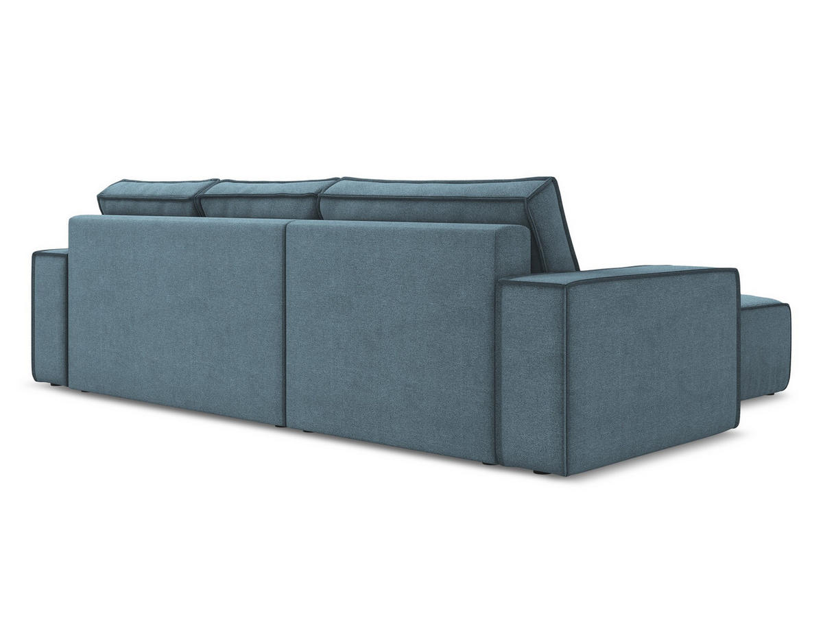 ECKSOFA mit Schlaffunktion Strukturstoff Stoff Blau - Blau/Schwarz, Kunststoff/Textil (185/290cm) - Makamii
