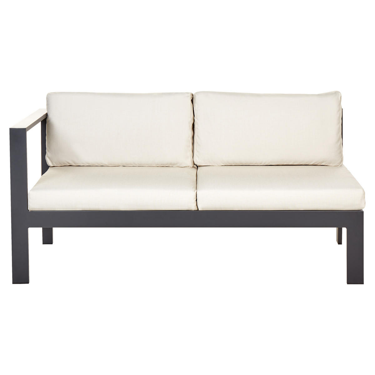 LOUNGE SET 5-Sitzer schwarz Auflagen beige Messina - Beige/Schwarz, Metall - Beliani