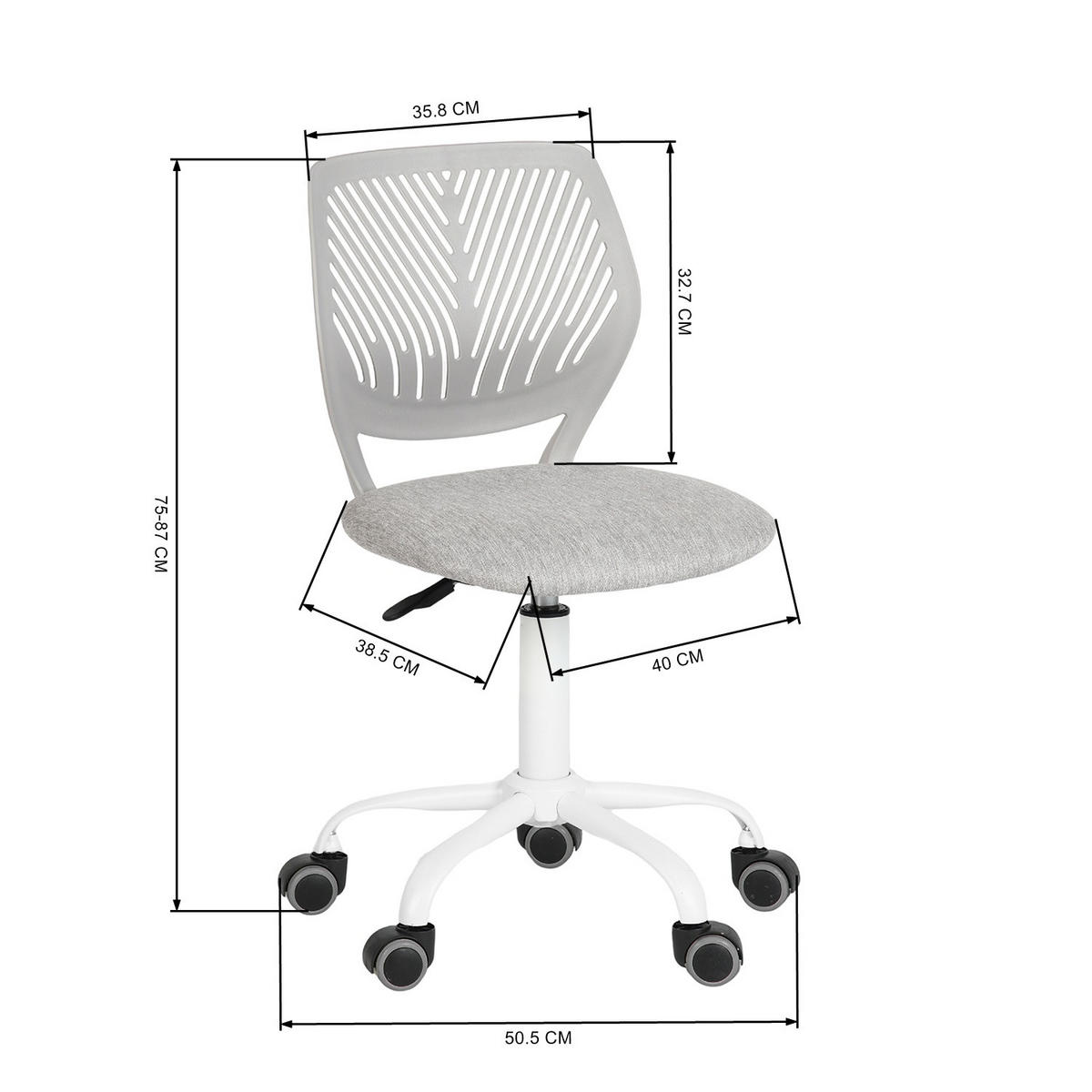 DREHSTUHL Grau - Weiß/Grau, Metall (38/85/39cm) - Urban Meuble